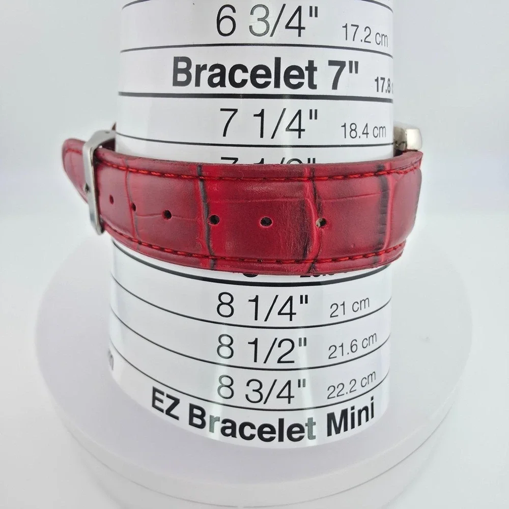 Ladies Watch Rectangle Stainless Steel Case Red Alligator Leather Band 8